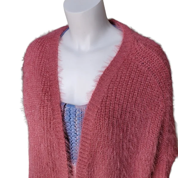 QED London Long Open Front Cardigan in Rust-Orange Color. Large. - Picture 10 of 16